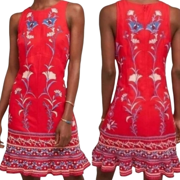ANTHROPOLOGIE AKEMI + KIN "Lila" Embroidered Linen Blend Floral Dress Size XS - Picture 16 of 16